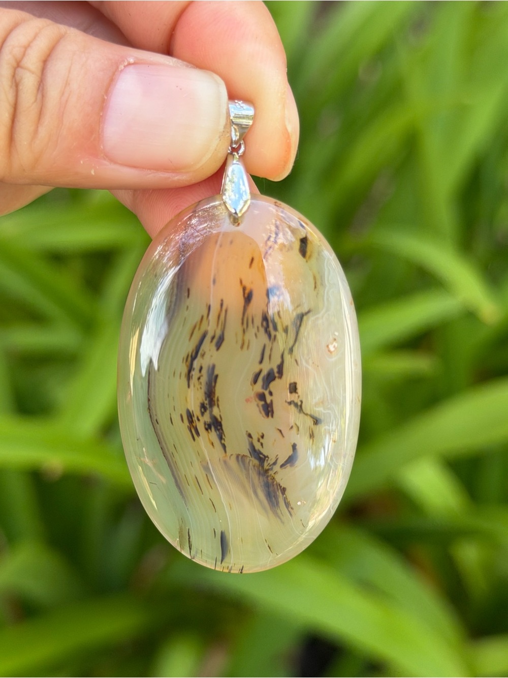 925‎ silver plated natural Montana agate pendant 1670